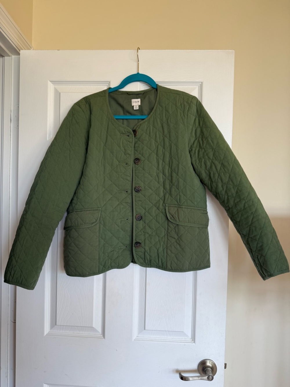 J.Crew Green Quilted Jacket Size 10 Classic Lightweight Coat - Picture 3 of 6